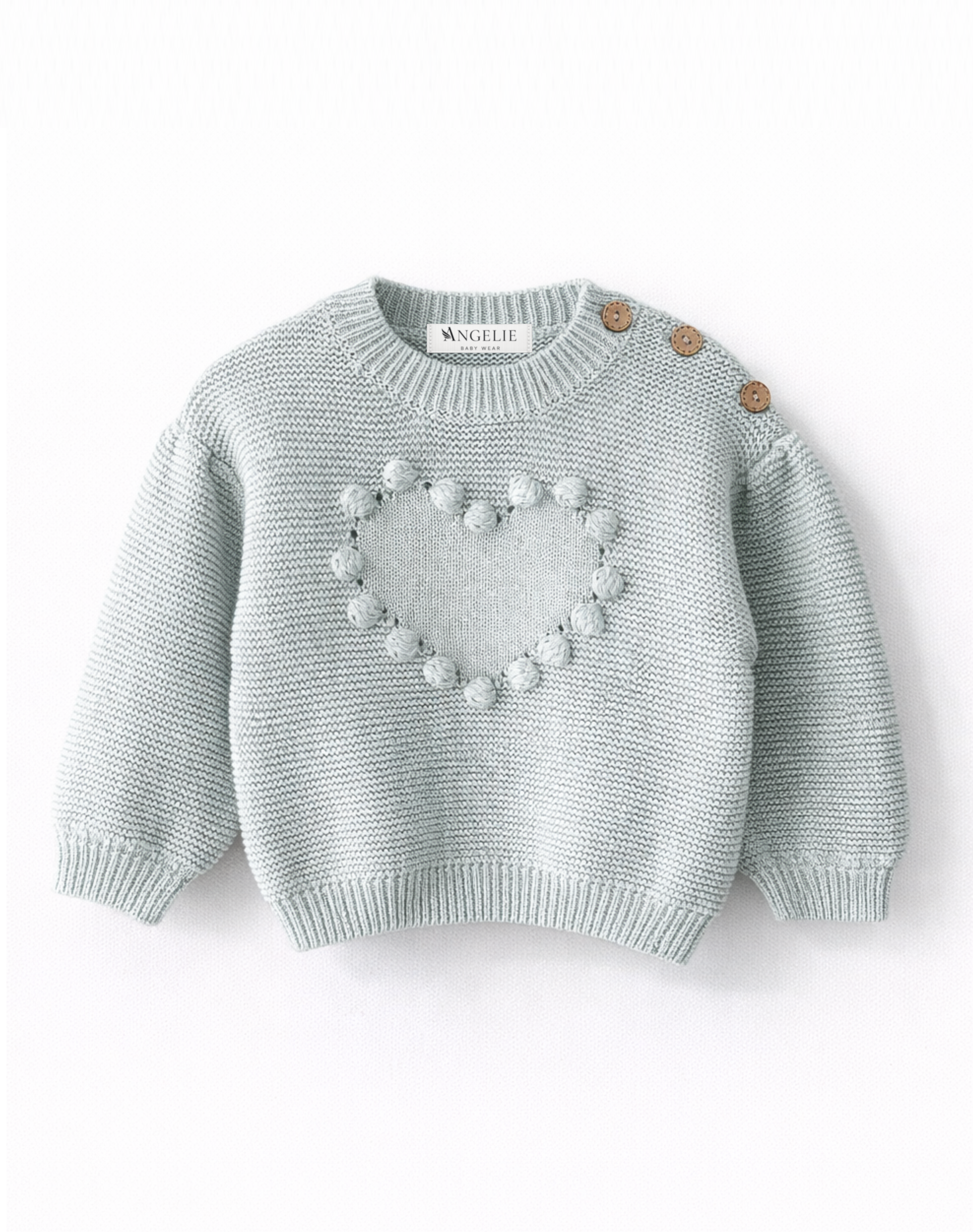 Angelie Pom-Pom Heart Knit Pullover