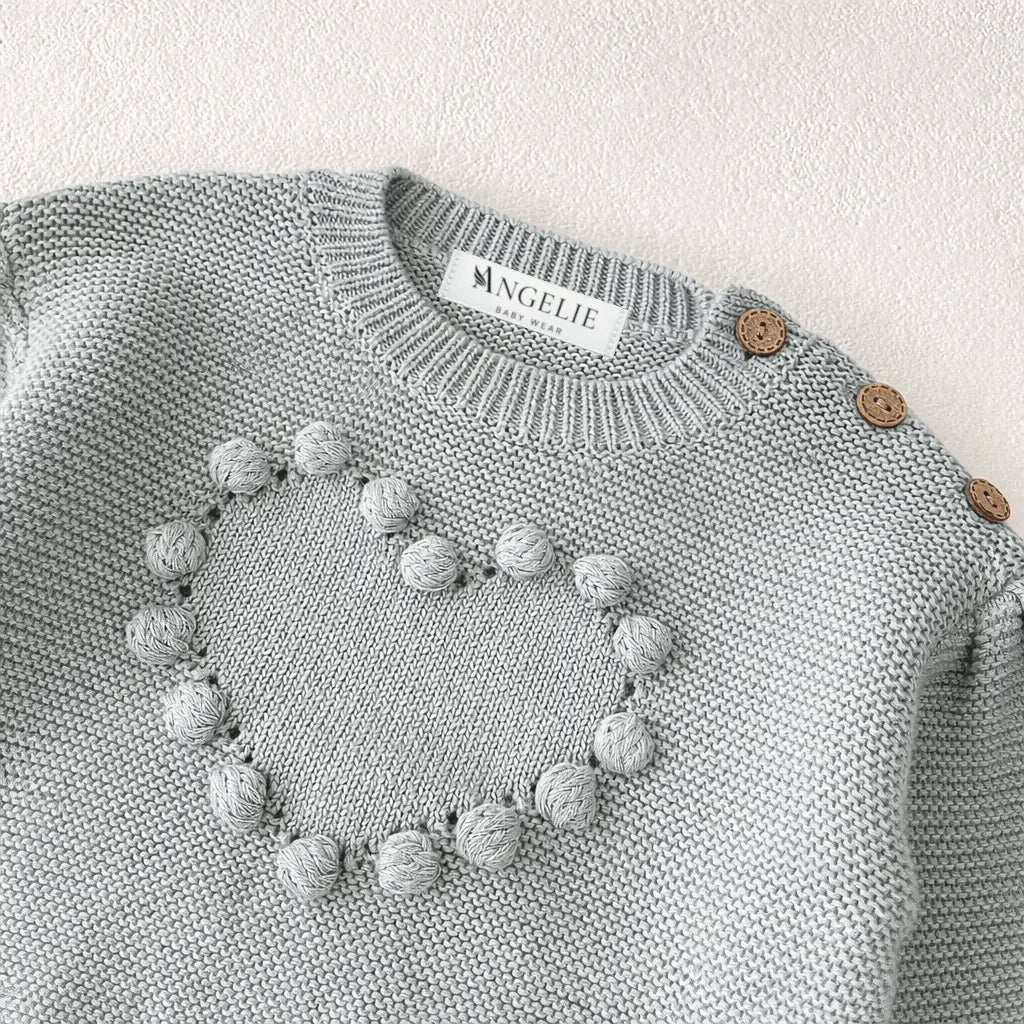 Angelie Pom-Pom Heart Knit Pullover